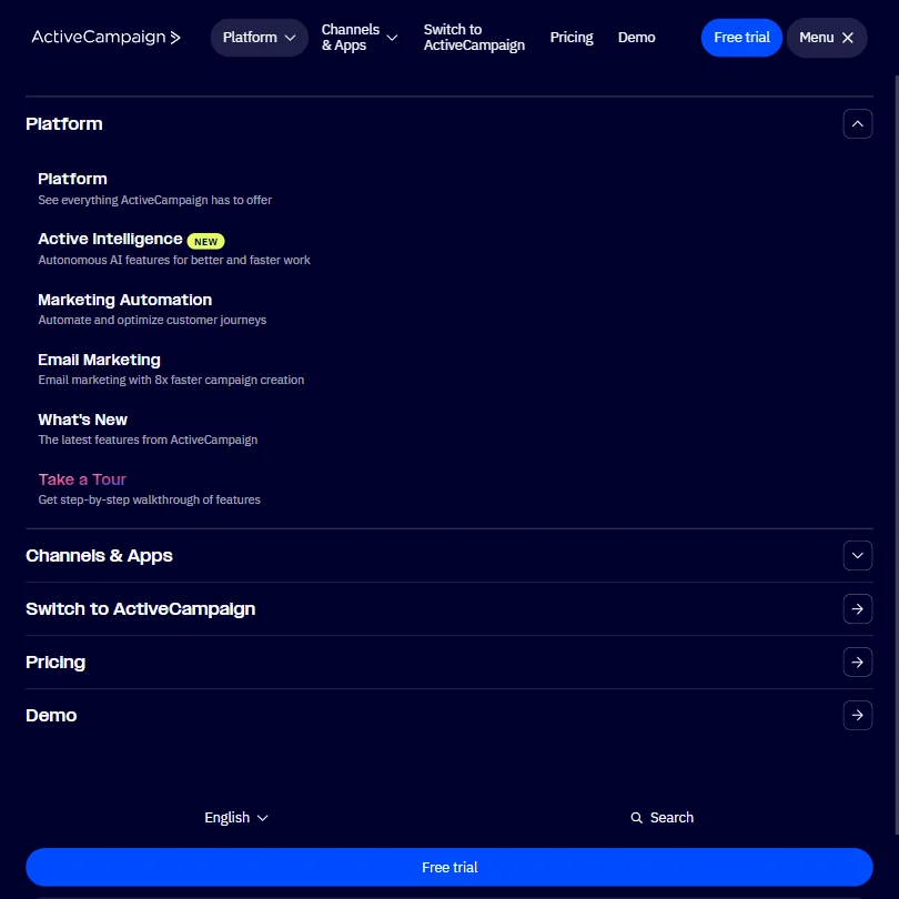ActiveCampaign features screenshot