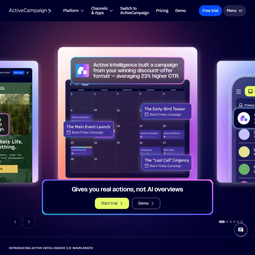 ActiveCampaign homepage screenshot