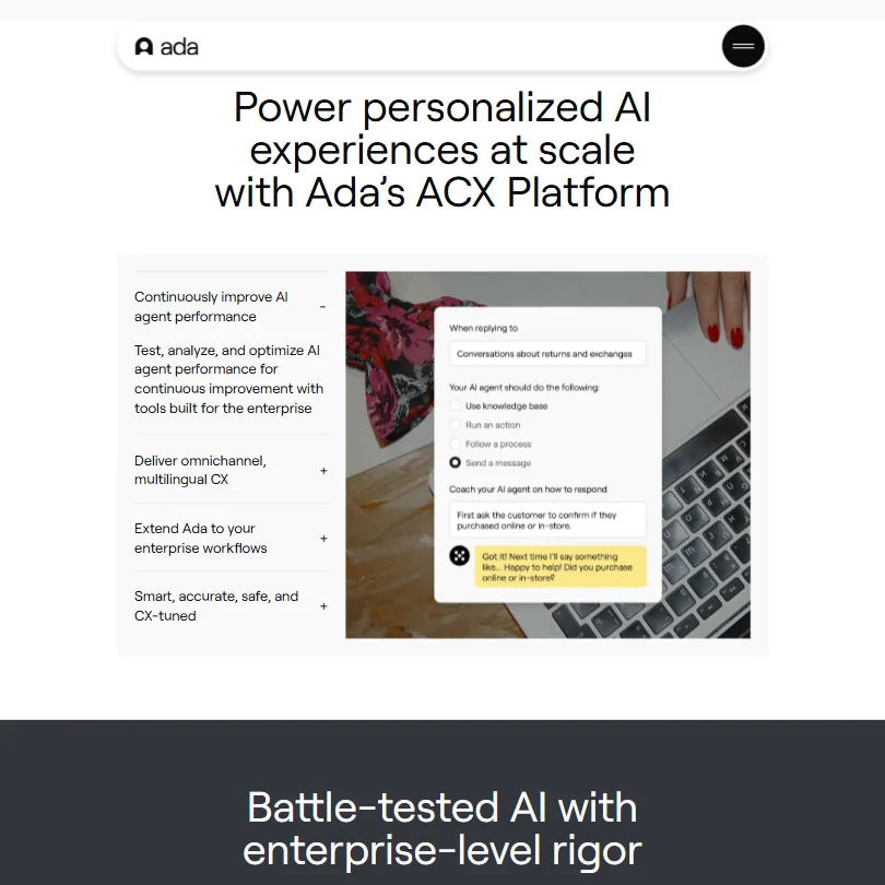 Ada features screenshot