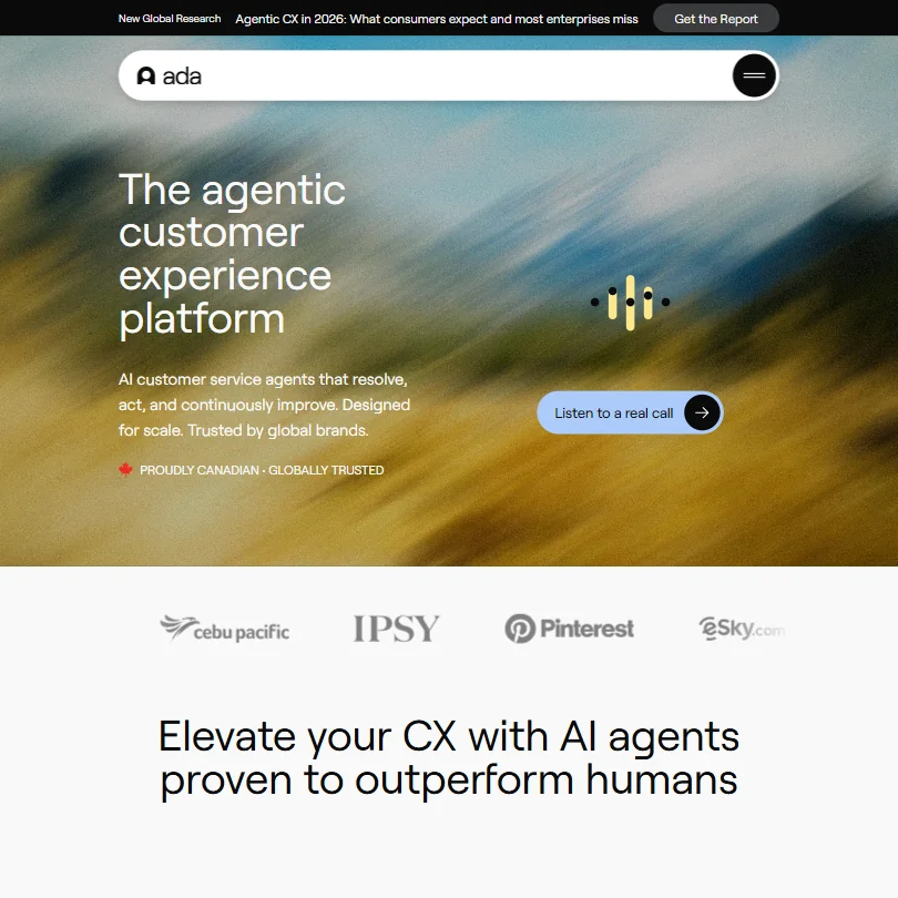 Ada homepage screenshot