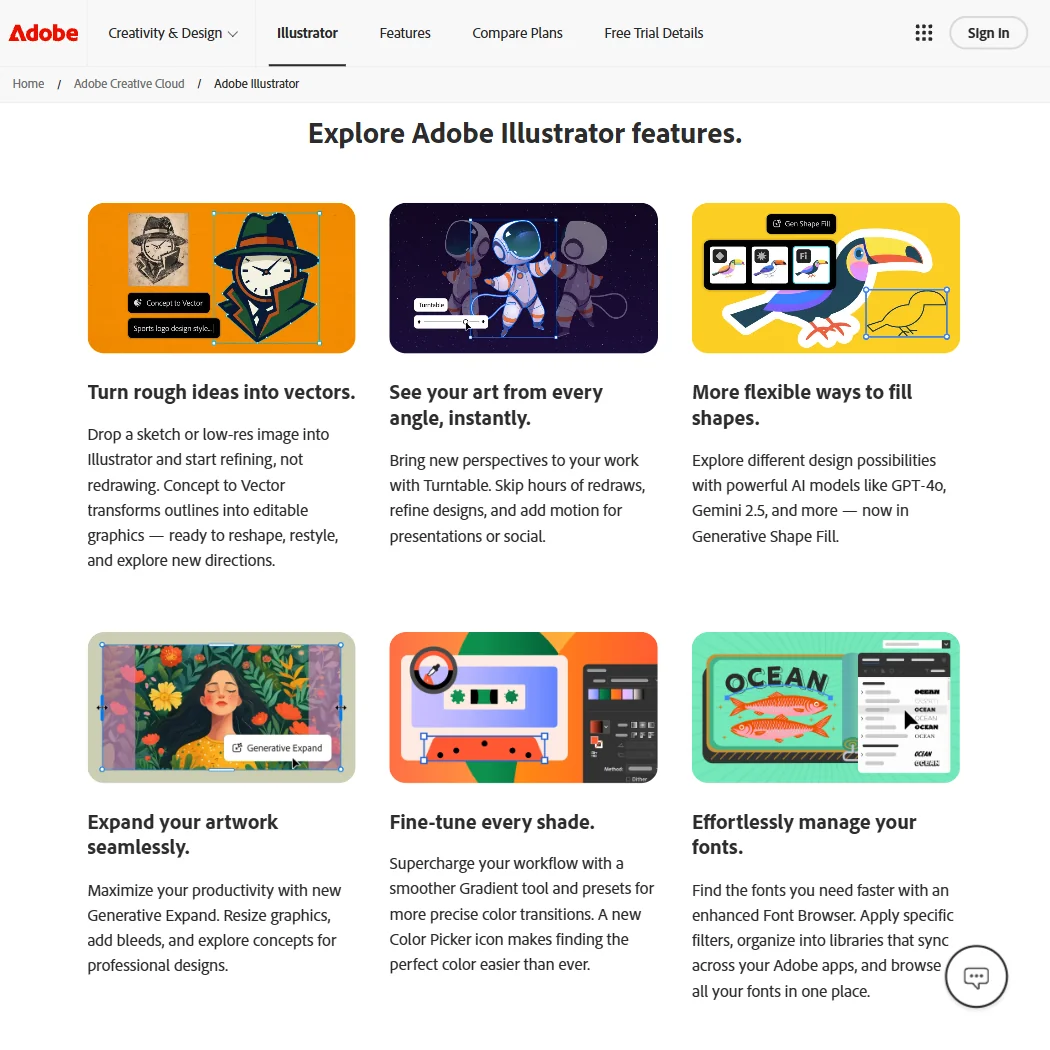 Adobe Illustrator features screenshot