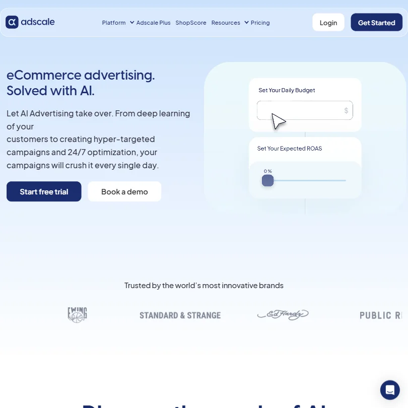 AdScale homepage screenshot