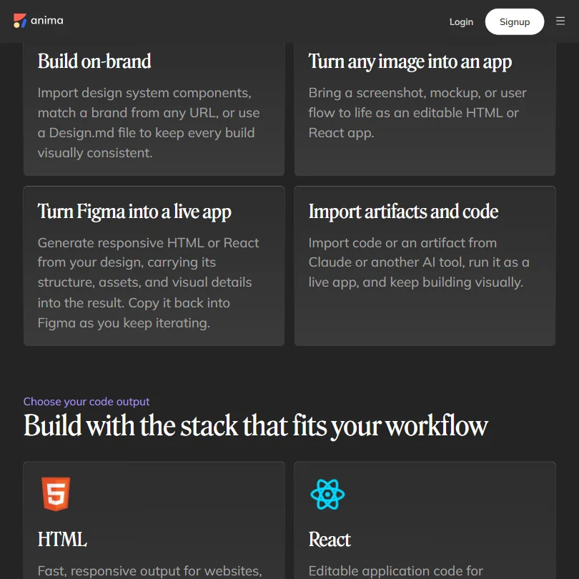 Anima features screenshot