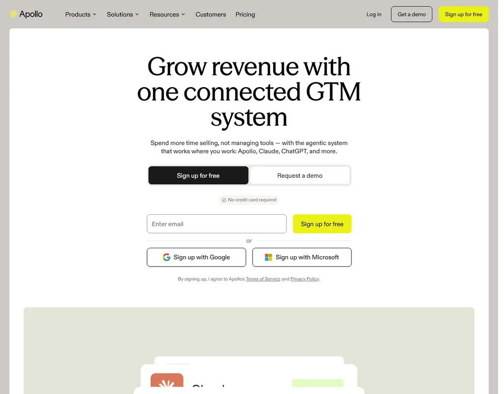 Apollo.io homepage screenshot