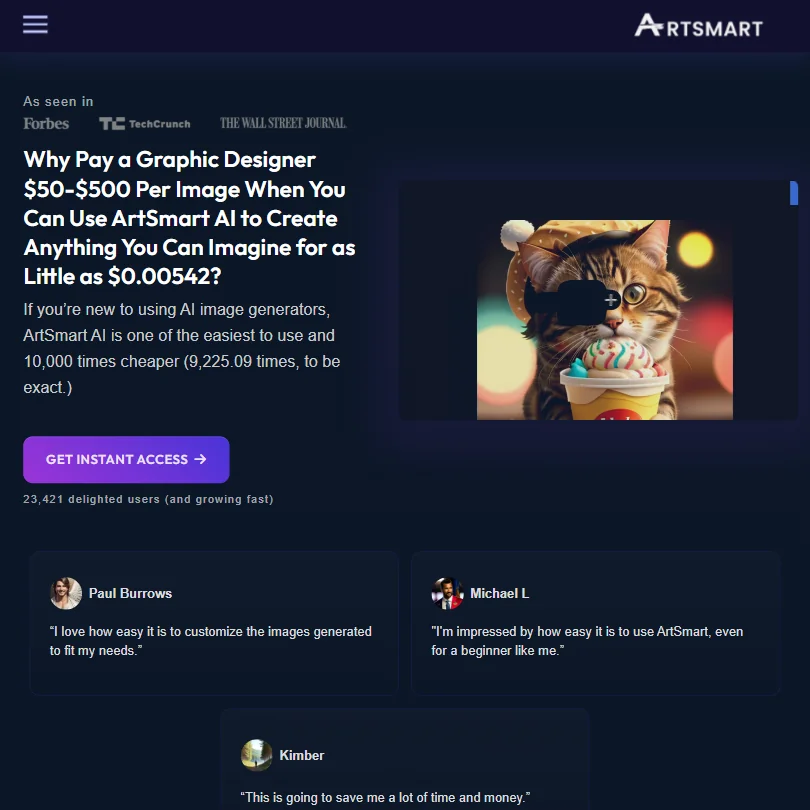 Artsmart homepage screenshot