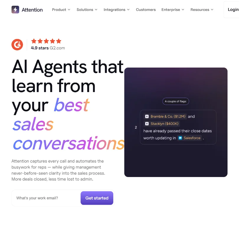 Attention homepage screenshot