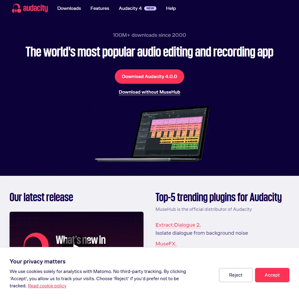 Audacity homepage