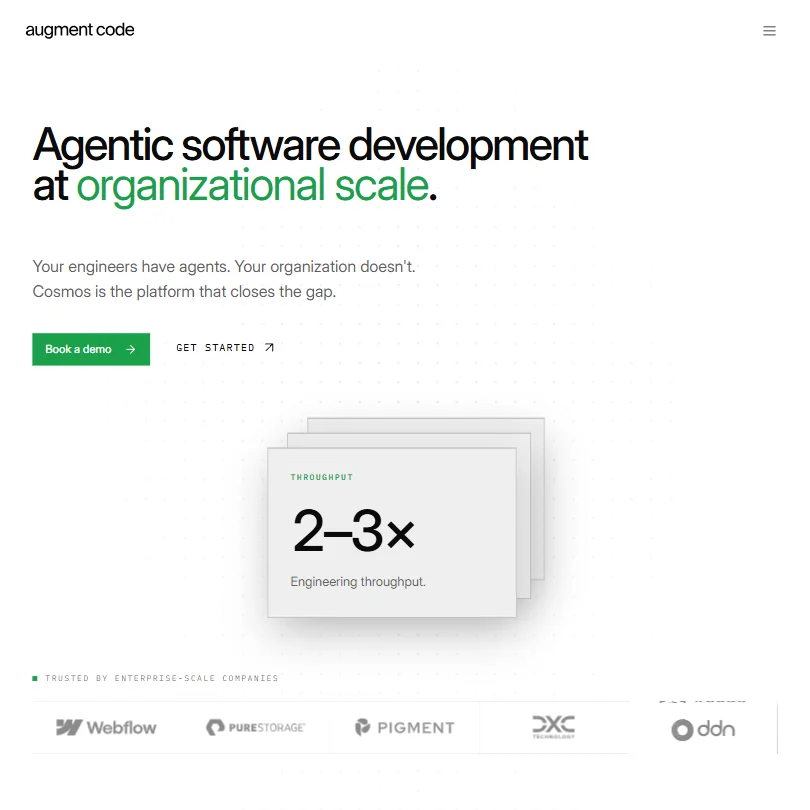 Augment Code homepage screenshot