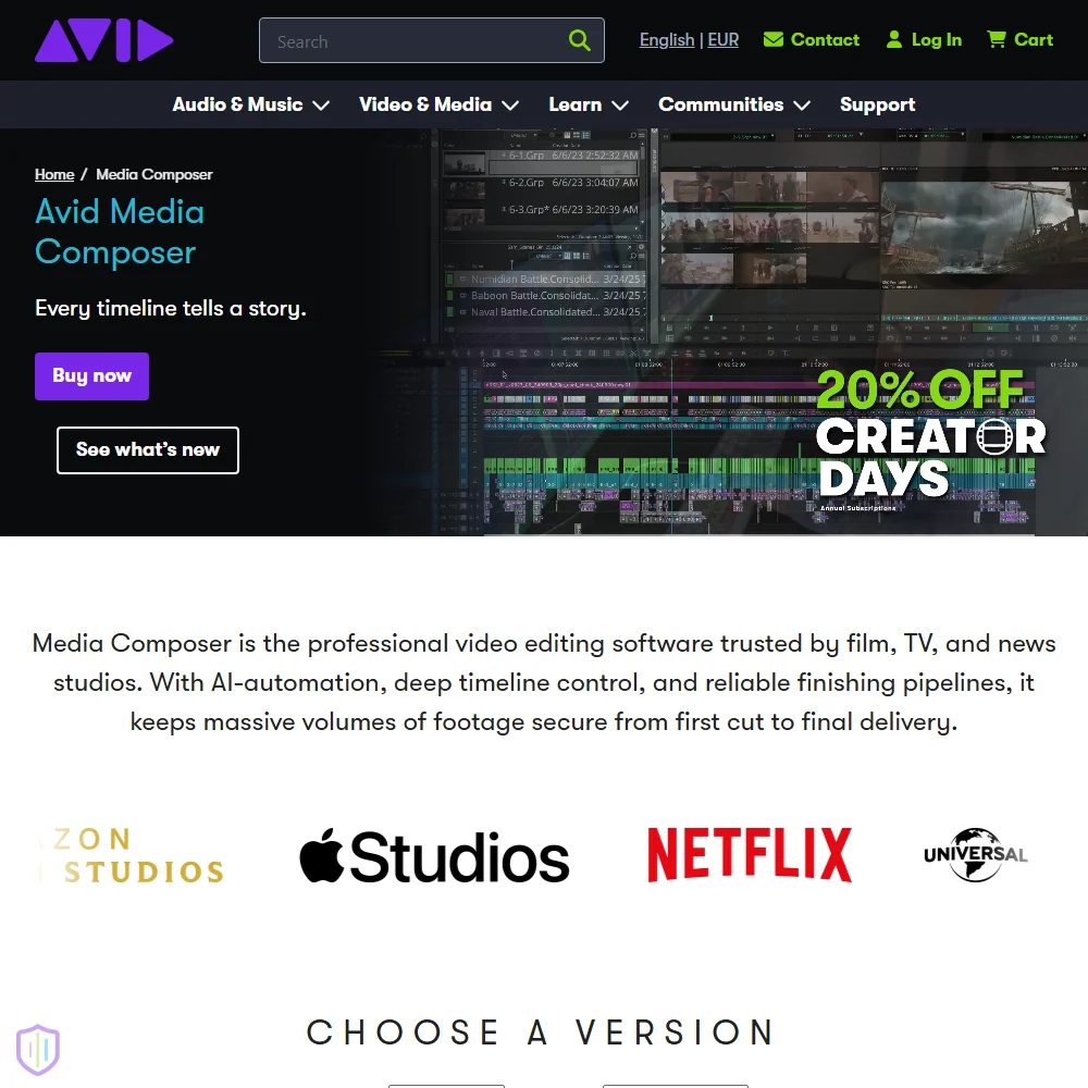 Avid Media Composer homepage