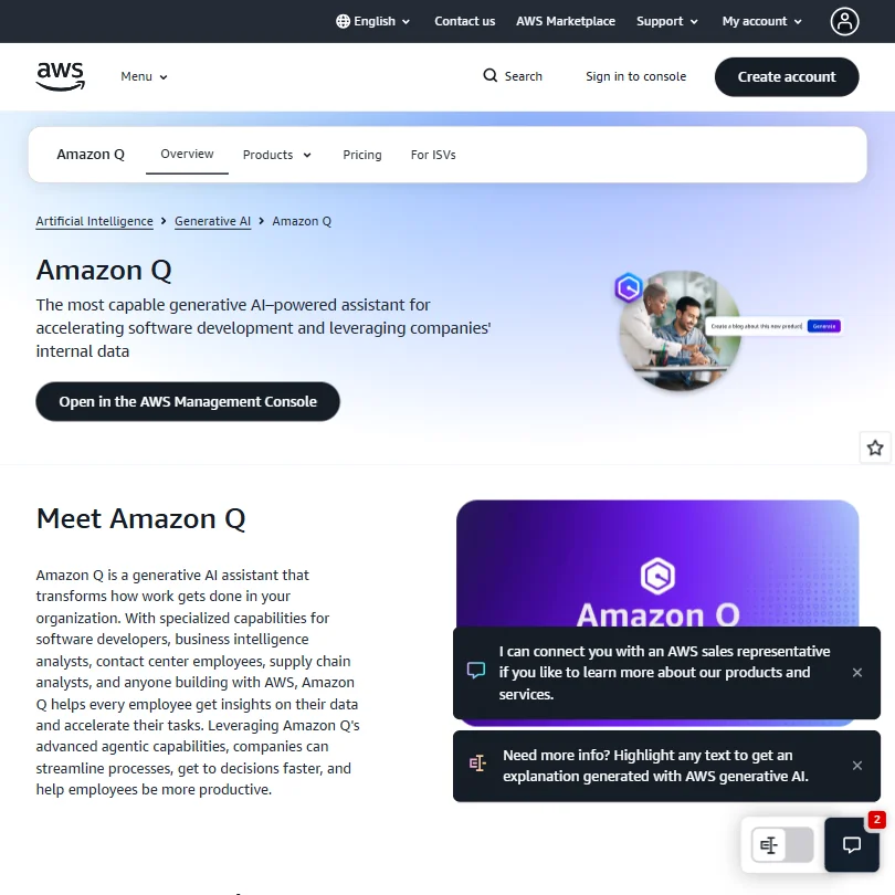 AWS homepage screenshot