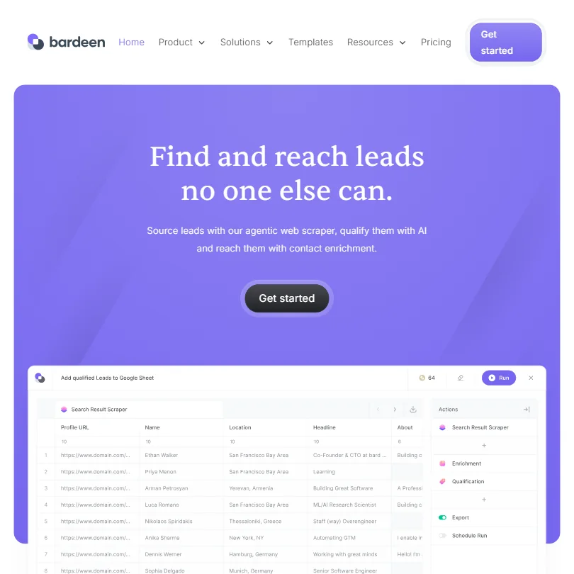Bardeen homepage screenshot