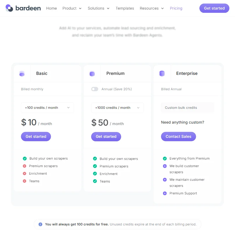 Bardeen pricing screenshot