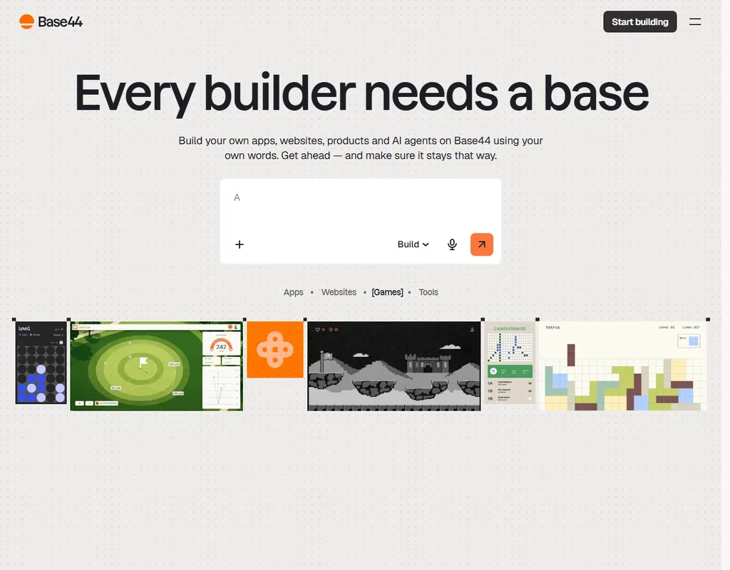 Base44 homepage screenshot