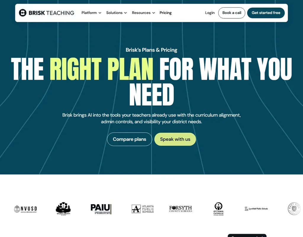 Brisk Teaching pricing screenshot