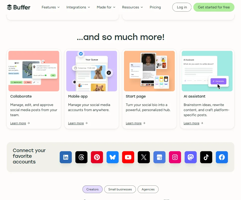Buffer features screenshot