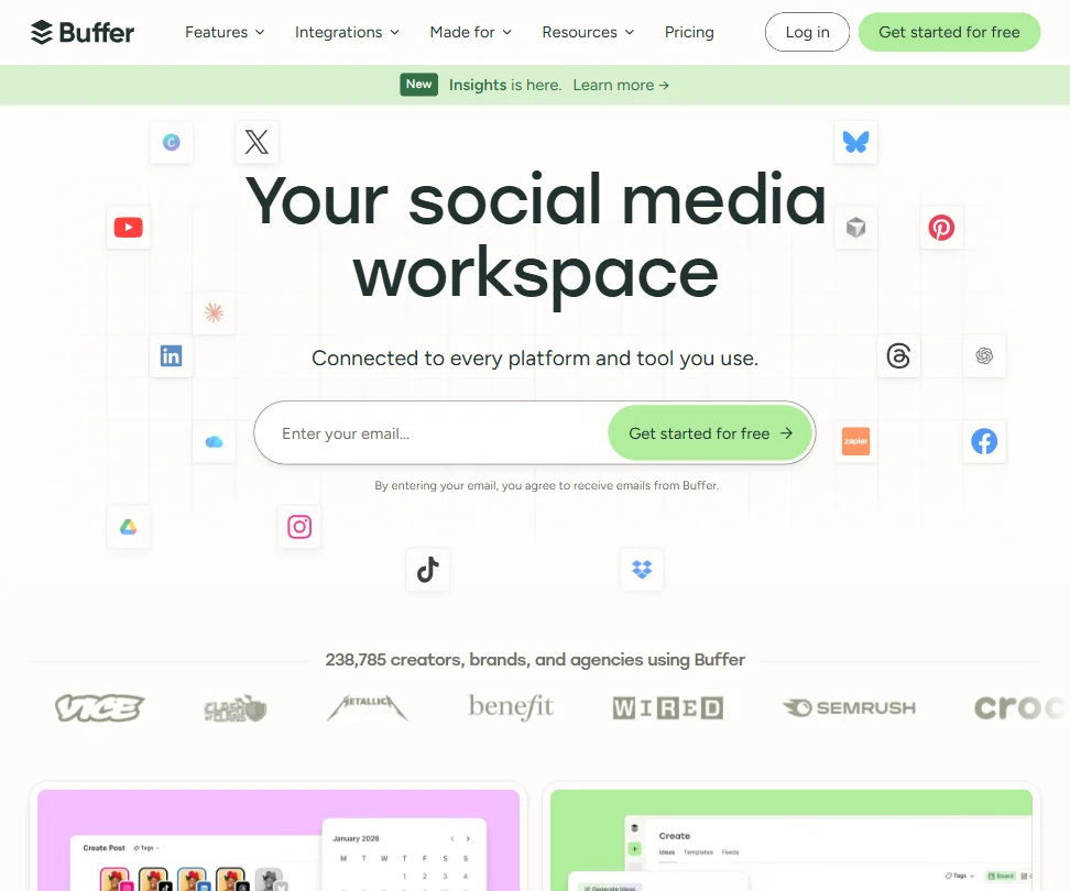 Buffer homepage screenshot