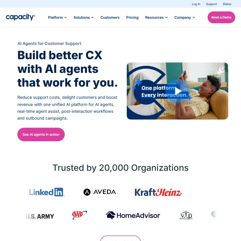 Capacity homepage screenshot