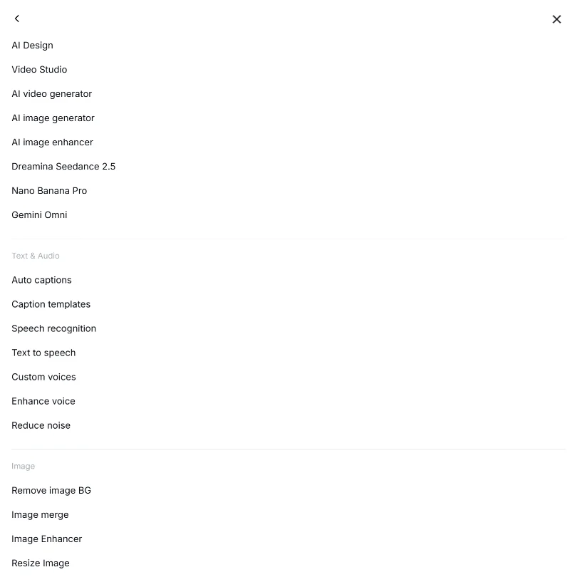 CapCut features screenshot