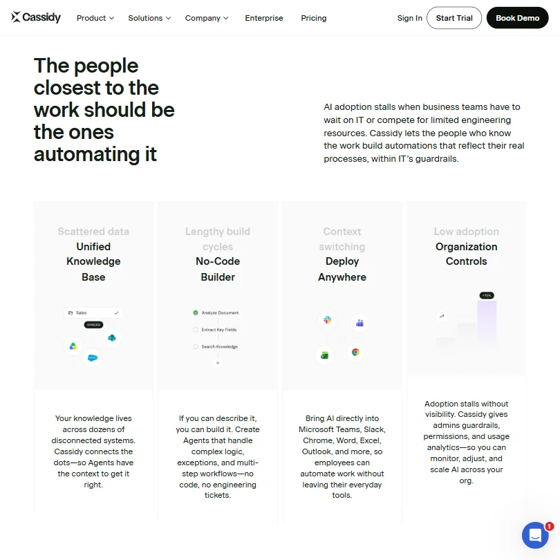 Cassidy AI features screenshot
