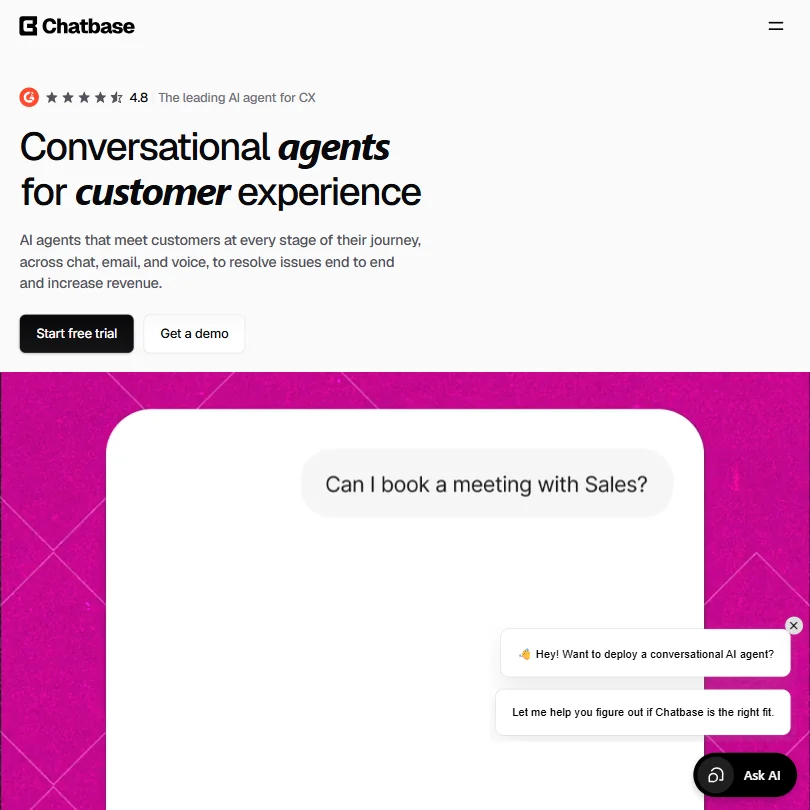 Chatbase homepage screenshot