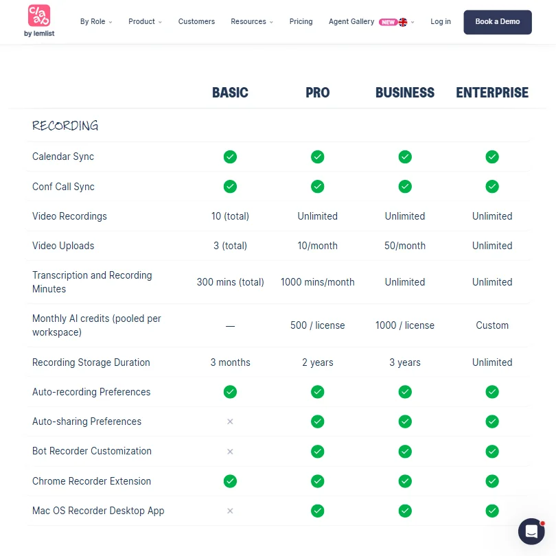 Claap features screenshot