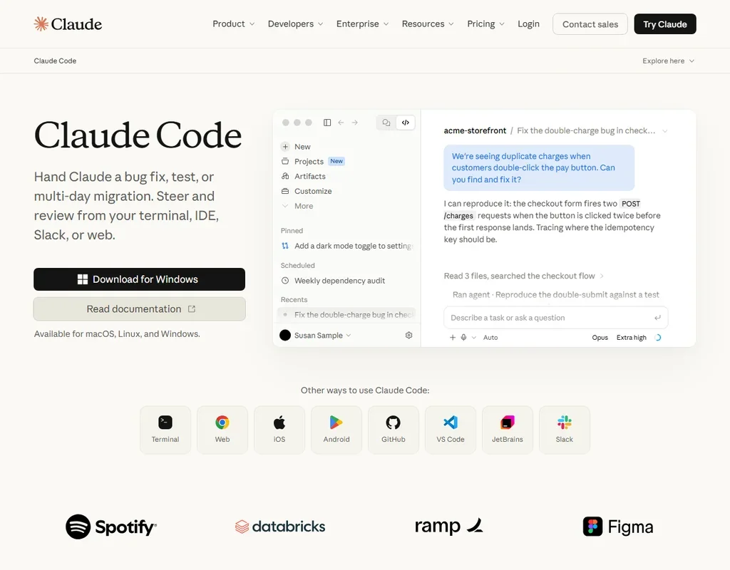 Claude Code homepage screenshot