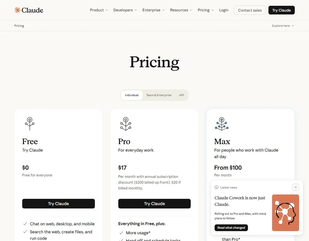 Claude Code pricing screenshot
