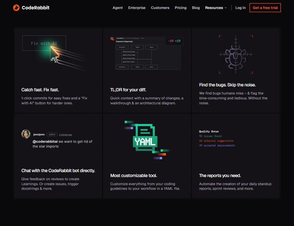 CodeRabbit features screenshot