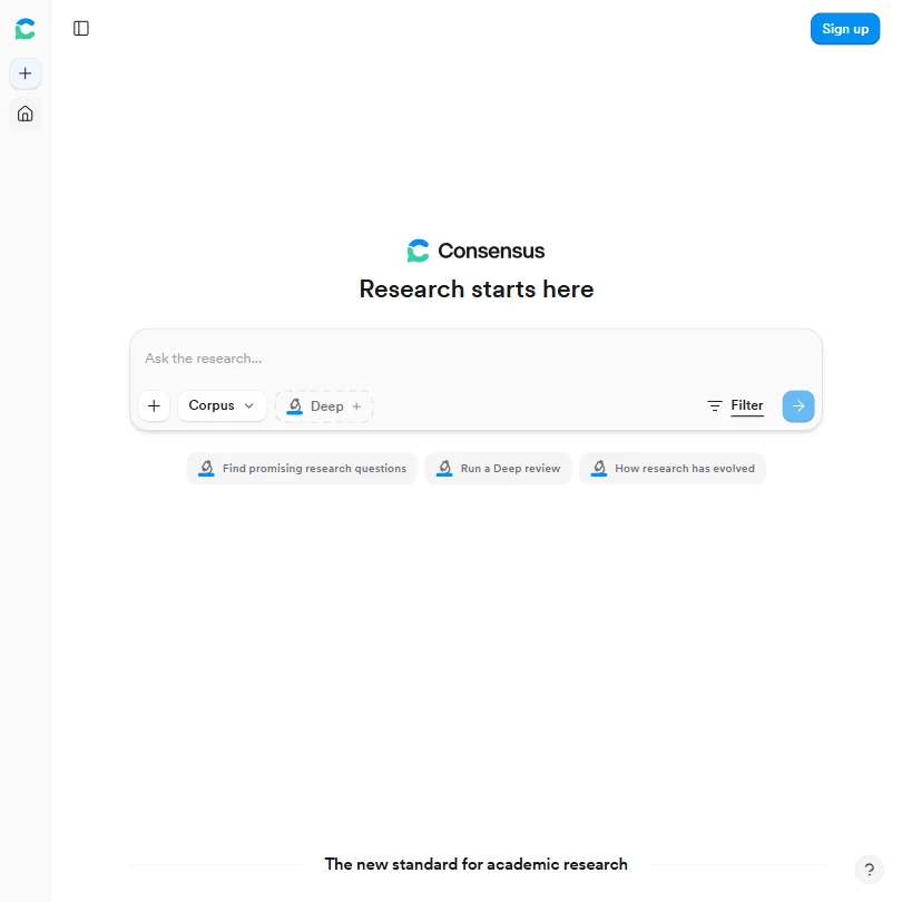Consensus homepage screenshot