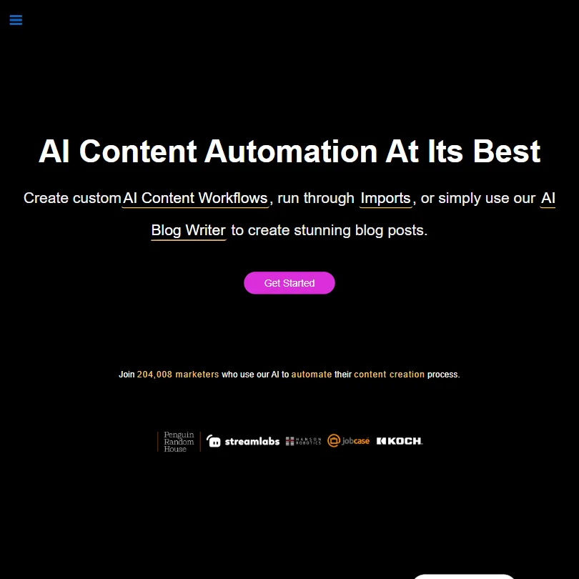 ContentBot homepage screenshot