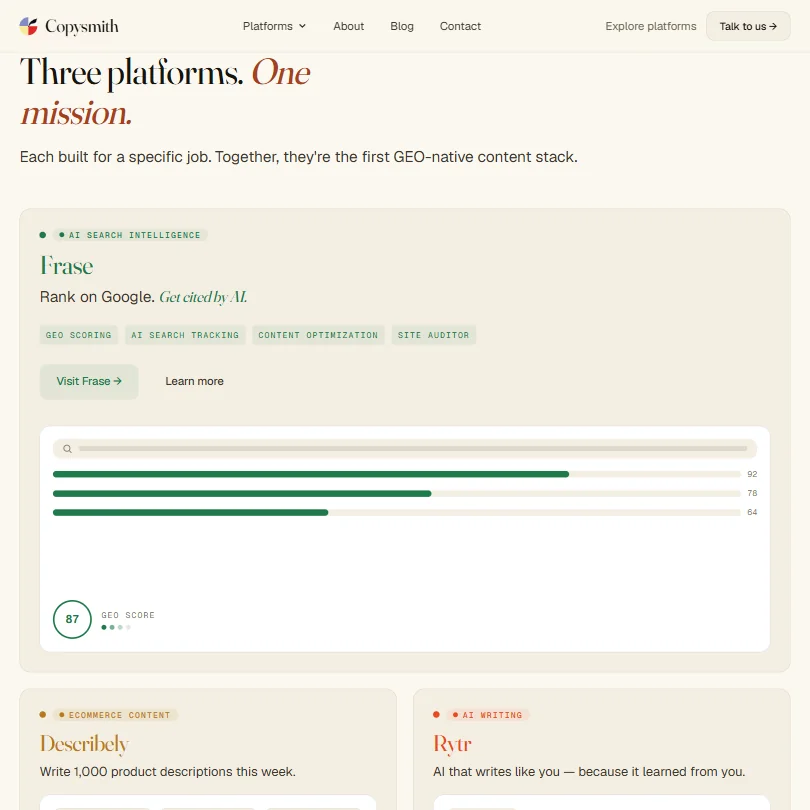 Copysmith features screenshot