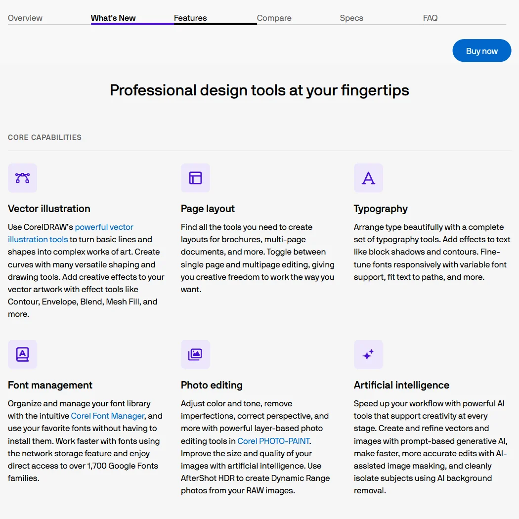 CorelDRAW features screenshot