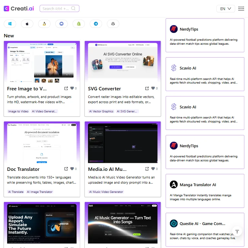 Creati.ai features screenshot