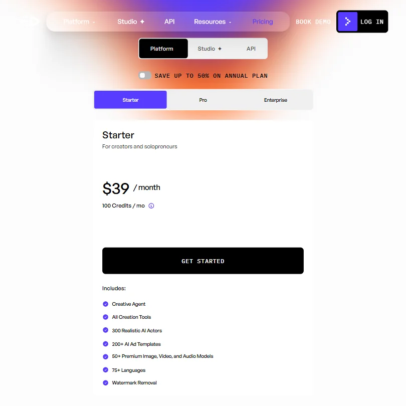 Creatify pricing screenshot