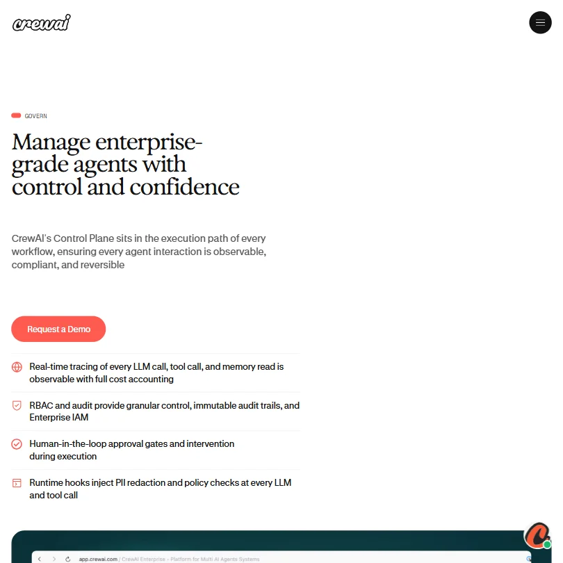 CrewAI features screenshot