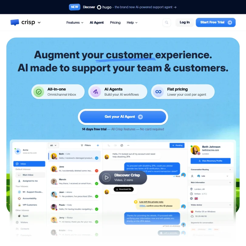 Crisp homepage screenshot