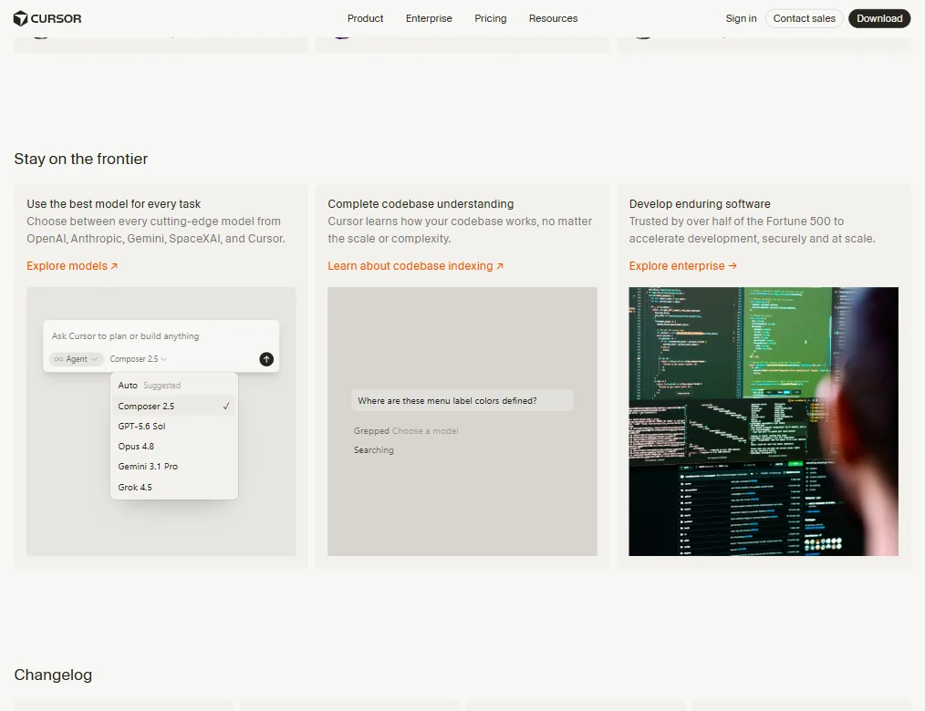 Cursor features screenshot