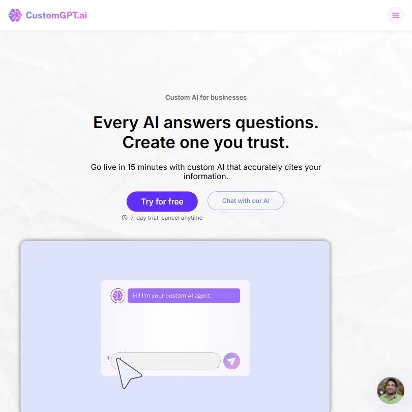 CustomGPT.ai homepage screenshot