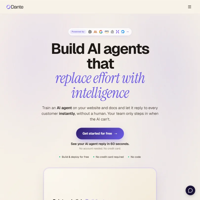 Dante-ai homepage screenshot