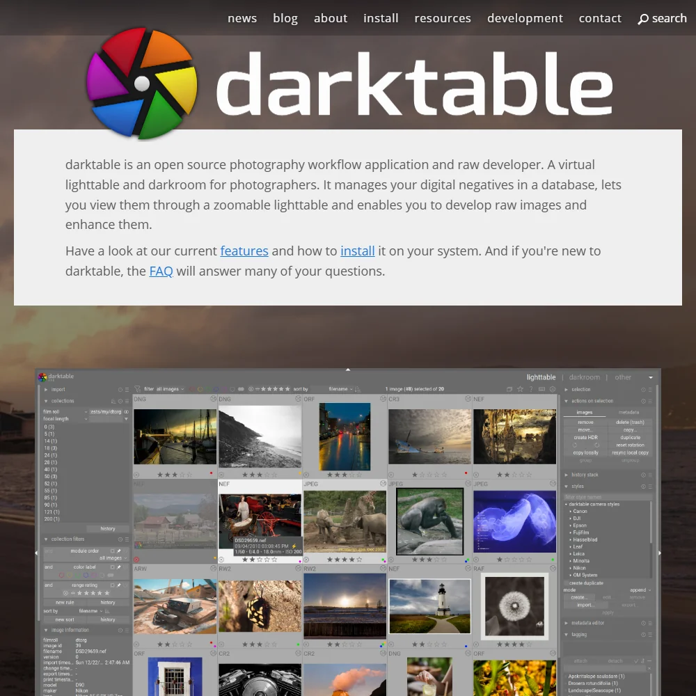 darktable homepage