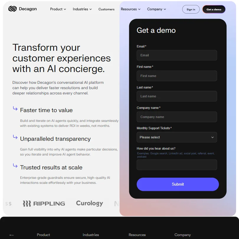 Decagon pricing screenshot
