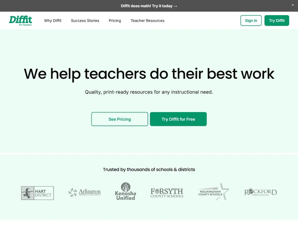 Diffit homepage screenshot