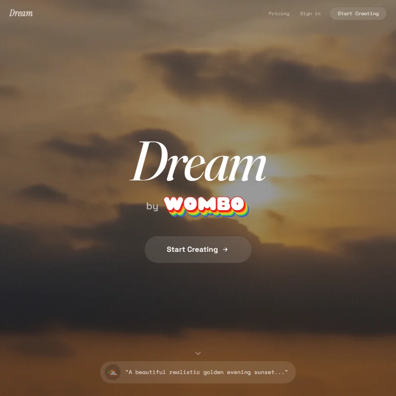 Dream homepage screenshot