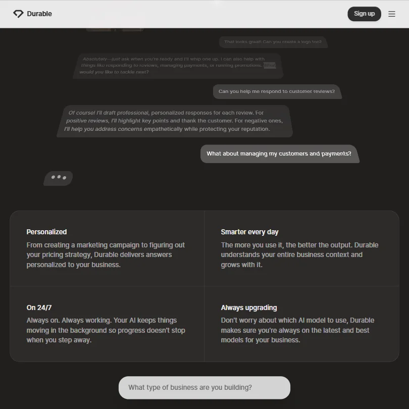 Durable features screenshot