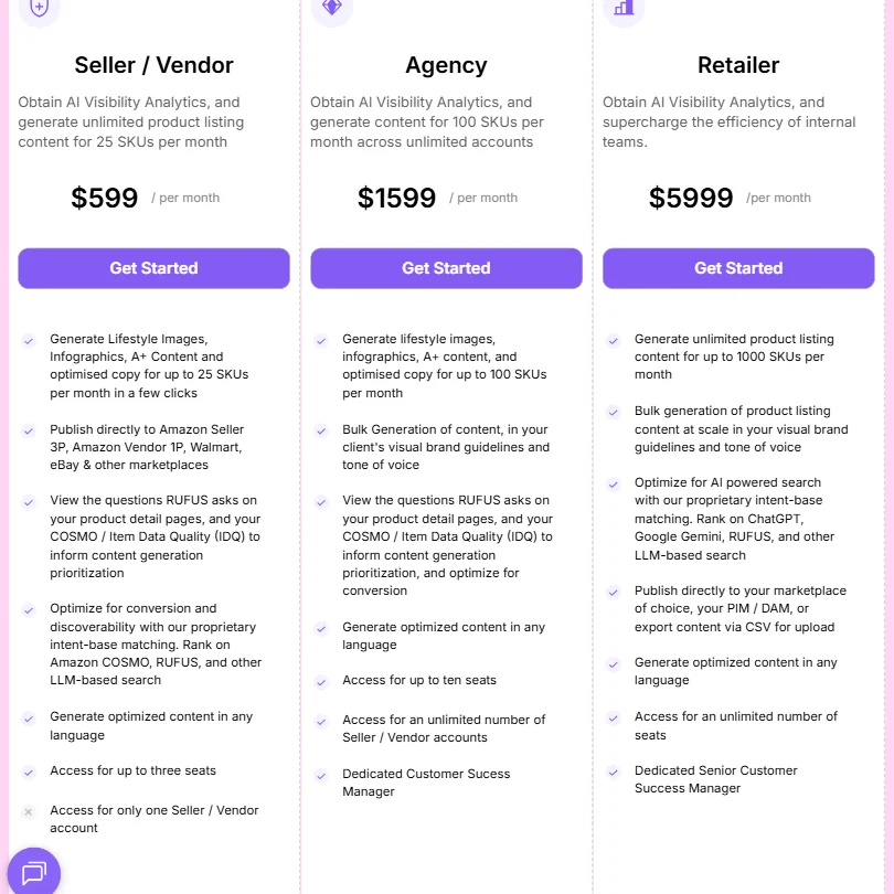 Ecomtent pricing screenshot