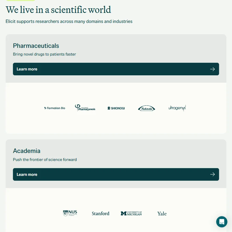Elicit features screenshot
