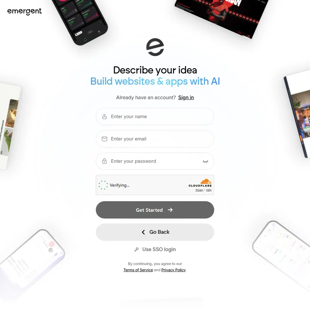 Emergent homepage screenshot