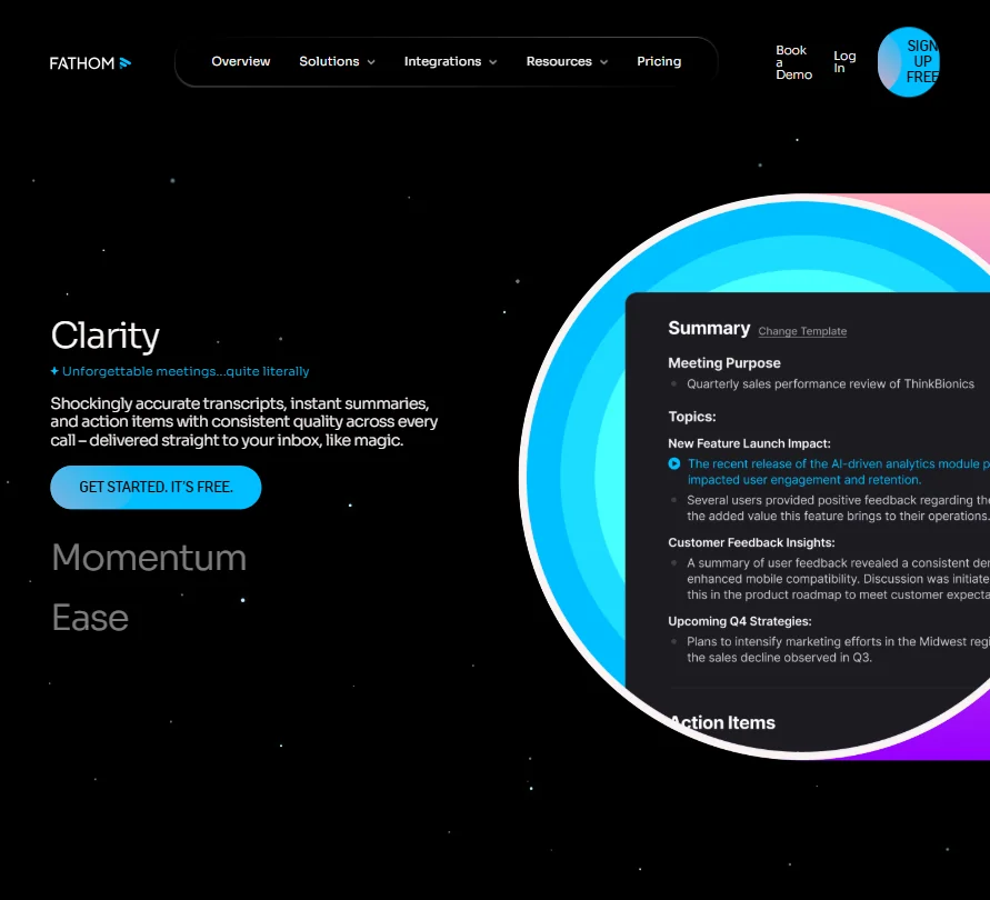 Fathom AI Notetaker features screenshot