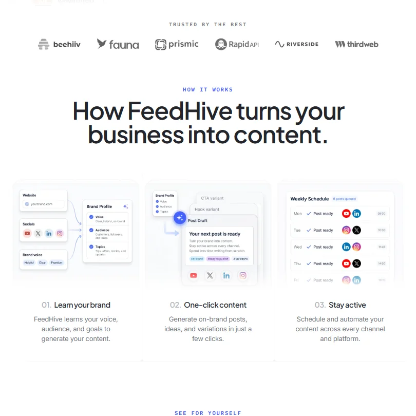 FeedHive features screenshot