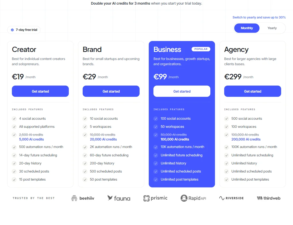 FeedHive pricing screenshot